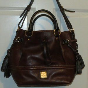 Dooney & Bourke Chestnut Brown Florentine Buckley Leather Drawstring Bag